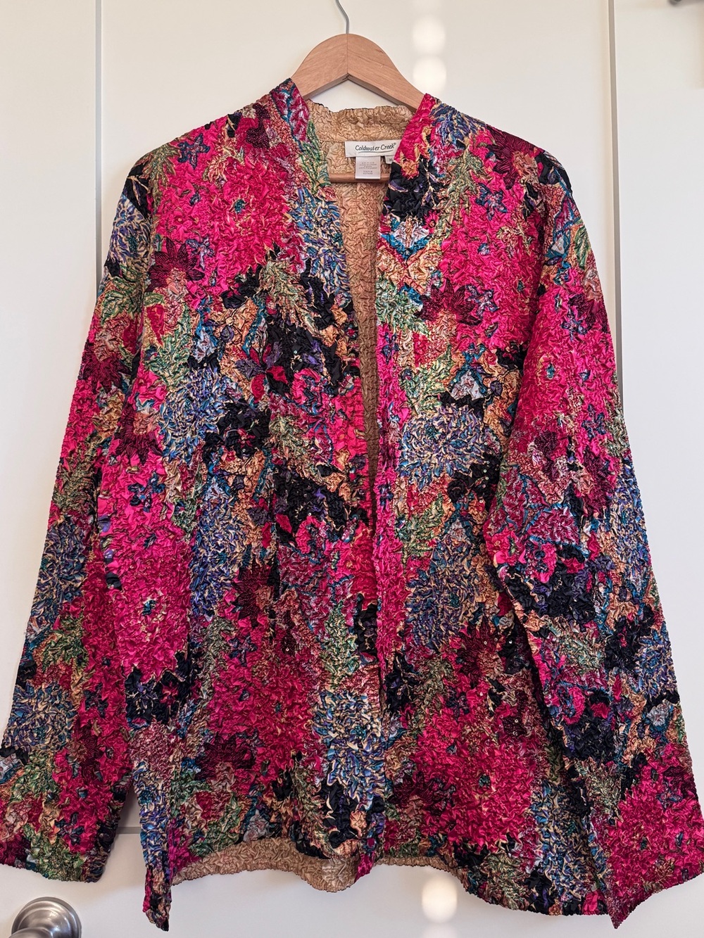Coldwater Creek Multicolor Textured Open Jacket sequin detail XL